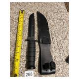 KA-BAR 1211 FIGHTING KNIFE, BLACK COATED BLADE,