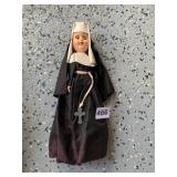 NUN DOLL, FABRIC HABIT, CROSS PENDANT, MOLDED