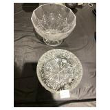 PRESSED GLASS FOOTED BOWL AND PEDESTAL BOWL,