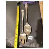 SILVER-PLATED SERVING SPOON AND FORK SET,