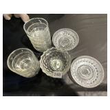PRESSED GLASS BOWLS AND PLATES, ASSORTED
