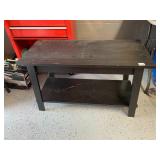 WOODEN STOOL, BLACK FINISH, RECTANGULAR TOP,