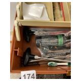 TACKLE BOX INCLUDES ASSORTED GUN CLEANING