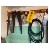 ASSORTED HAND SAWS, HACKSAW, PLASTIC MITER BOX,