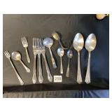 ASSORTED SILVER-TONE FLATWARE, INCLUDES SPOONS,