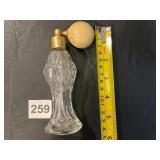 PERFUME ATOMIZER, CLEAR CUT GLASS, GOLD-TONE