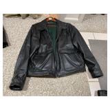 XXL WEATHERBAY LEATHER JACKET, BLACK, ZIP FRONT