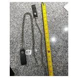 METAL CHAIN, LEATHER BELT LOOPS, SNAP CLOSURE,