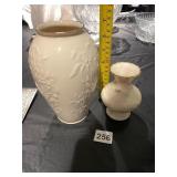 LENOX PORCELAIN VASES, CREAM GLAZE, GOLD TRIM,