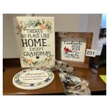 ASSORTED DECORATIVE SIGNS, INCLUDES WOODEN BOX