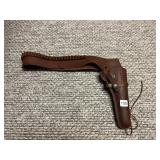HUNTER LEATHER HOLSTER AND CARTRIDGE BELT, BROWN