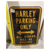 HARLEY PARKING ONLY SIGN