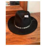 HARLEY-DAVIDSON FEDORA, BLACK FELT, LEATHER BAND,