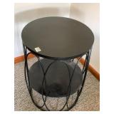 METAL STOOL, ROUND TOP, TWO-TIERED, BLACK FINISH,