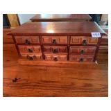A PRICE IMPORT JEWELRY CHEST, WOOD CONSTRUCTION,