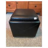 STORAGE STOOL, FAUX LEATHER UPHOLSTERY, SQUARE