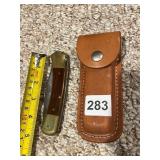 PROTO 18545 FOLDING KNIFE, BRASS BOLSTERS, WOOD