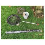 FISHING GEAR, INCLUDES LANDING NET, WIRE MESH
