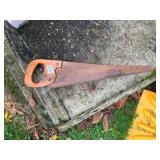 HAND SAW, WOOD HANDLE, STEEL BLADE, RUSTED