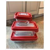 ANCHOR HOCKING GLASS STORAGE CONTAINERS, RED