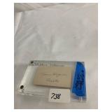 HONUS WAGNER, SIGNED PAPER SLIP, PIRATES, ACRYLIC