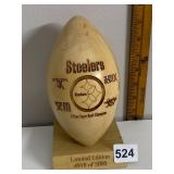 PITTSBURGH STEELERS WOODEN FOOTBALL, LASER