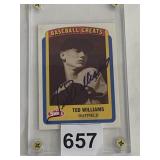 TED WILLIAMS SIGNED TRADING CARD, SWELL BASEBALL