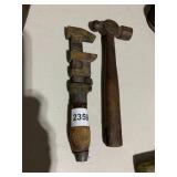 ADJUSTABLE WRENCH, BALL PEEN HAMMER, WOOD
