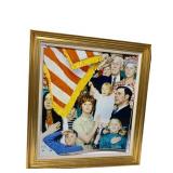 NORMAN ROCKWELL PRINT, PATRIOTIC THEME, GILT WOOD