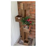 WOODEN PLANT STAND, MULTI-TIERED, STAINED FINISH,