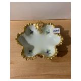 PORCELAIN SERVING DISH, FLORAL MOTIF, GILT
