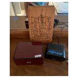 WOODEN WALL PLAQUE W/ SCRIPTURE, BURGUNDY JEWELRY