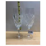 CRYSTAL CHAMPAGNE FLUTES, CUT GLASS, DIAMOND
