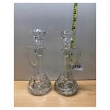 CARLTON CRYSTAL CRUETS, MATCHING STOPPERS, SWIRL