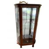 WOOD DISPLAY CABINET, CURVED GLASS FRONT, GLASS