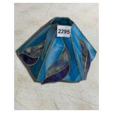 STAINED GLASS LAMP SHADE, BLUE AND PURPLE ART