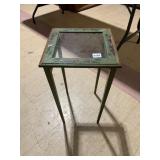 PAINTED WOOD AND GLASS TOP STOOL, ORIENTALIST