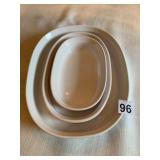 CORNING WARE OVAL BAKING DISHES, WHITE, FLUTED