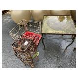 WROUGHT IRON STAND, TWISTED METAL FRAME, WOVEN