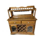 OAK WINE SERVER, HUTCH TOP W/ STEMWARE RACK, TWO