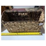 WOVEN SEAGRASS MAGAZINE BASKET, RECTANGULAR FORM,