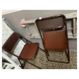 COSCO FOLDING CHAIRS, BROWN VINYL UPHOLSTERY,