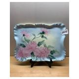 HAVILAND FRANCE PORCELAIN TRAY, HAND-PAINTED PINK