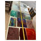 ASSORTED STAINED GLASS SHEETS, VARIOUS TEXTURES,