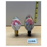 ART GLASS LAMP FINIALS, HAND-BLOWN, SWIRLED PINK