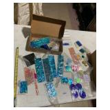 ASSORTED IRIDESCENT GLASS PIECES, TEXTURED GLASS