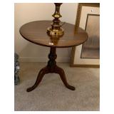 WOOD TRIPOD STOOL, ROUND TOP, CABRIOLE LEGS,