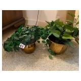 BRASS PLANTERS, HAMMERED FINISH, FLUTED DESIGN,