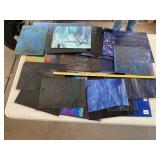 ASSORTED STAINED GLASS SHEETS, VARIED TEXTURES