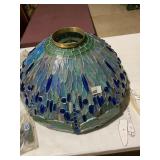 STAINED GLASS LAMP SHADE, DRAGONFLY THEME, BLUE